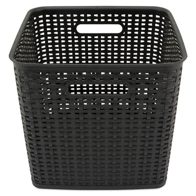 Plastic Weave Bin, Extra Large, 12.5" X 12.5" X 11.13", Black, 2/pack