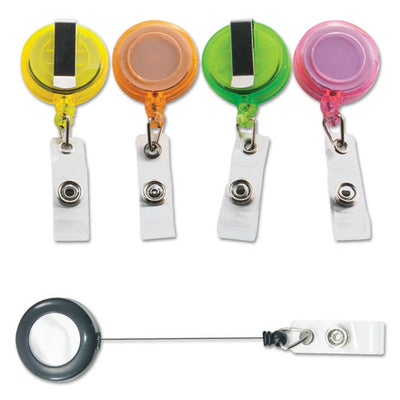 Deluxe Retractable Id Reel With Badge Holder, 24" Extension, Black, 12/box