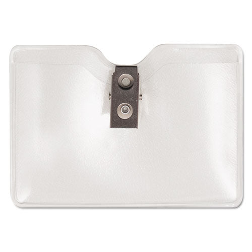 Security Id Badge Holders, Prepunched For Chain/clip, Horizontal, Clear 4.25" X 3.5" Holder, 3.88" X 2.88" Insert, 50/box