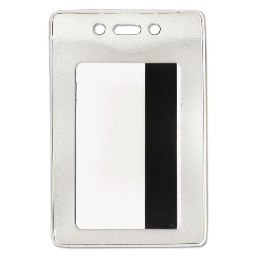 Security Id Badge Holders, Prepunched For Chain/clip, Horizontal, Clear 4.25" X 3.5" Holder, 3.88" X 2.88" Insert, 50/box