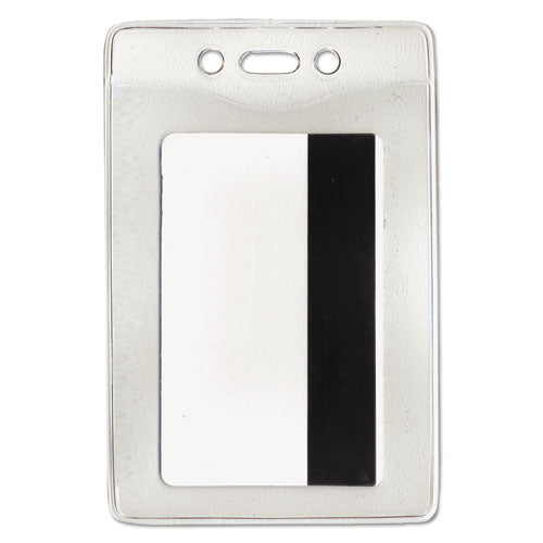 Security Id Badge Holders, Prepunched For Chain/clip, Vertical, Clear 2.63" X 4.38" Holder, 2.38" X 4.25" Insert, 50/box