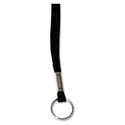 Deluxe Lanyards, Metal Ring Fastener, 36" Long, Black, 24/box