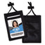 Id Badge Holders With Convention Neck Pouch, Vertical, Black/clear 3.25" X 5" Holder, 2.38" X 3.5" Insert, 48" Cord, 12/pack