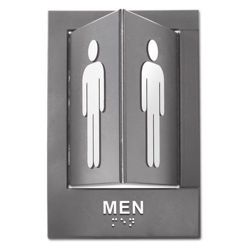 Pop-out Ada Sign, Men, Tactile Symbol/braille, Plastic, 6 X 9, Gray/white