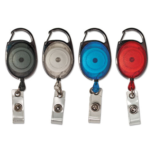 Carabiner-style Retractable Id Card Reel, 30" Extension, Assorted Neon Colors, 20/pack