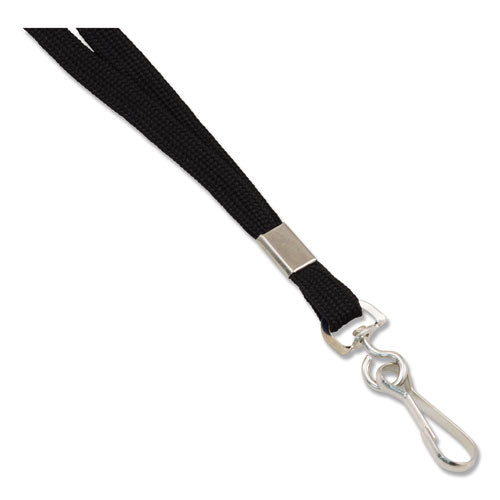 Deluxe Lanyard, Metal J-hook Fastener, 36" Long, Black