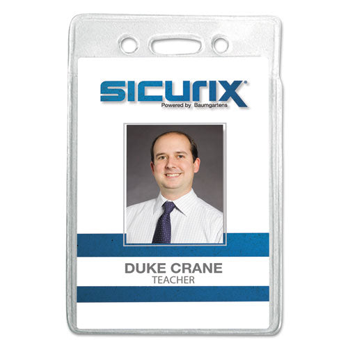 Sicurix Badge Holder, Vertical, 2.75 X 4.13, Clear, 12/pack