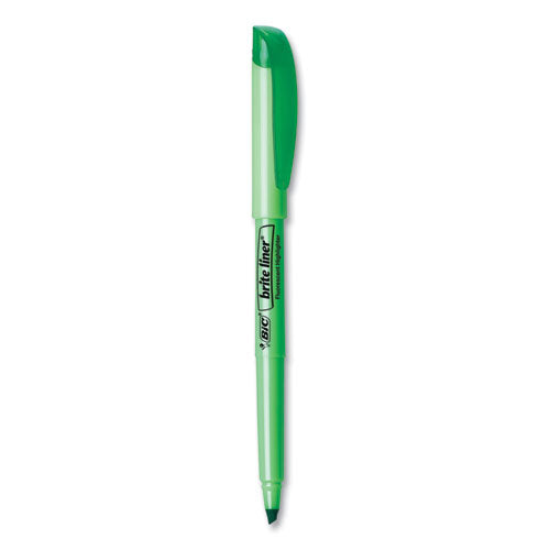 Brite Liner Highlighter, Fluorescent Green Ink, Chisel Tip, Green/black Barrel, Dozen