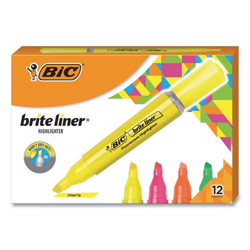 Brite Liner Tank-style Highlighter Value Pack, Yellow Ink, Chisel Tip, Yellow/black Barrel, 36/pack