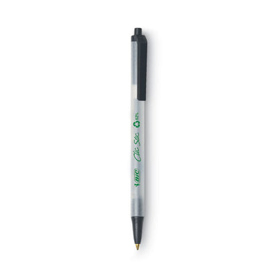 Ecolutions Clic Stic Ballpoint Pen, Retractable, Medium 1 Mm, Black Ink, Clear Barrel, Dozen