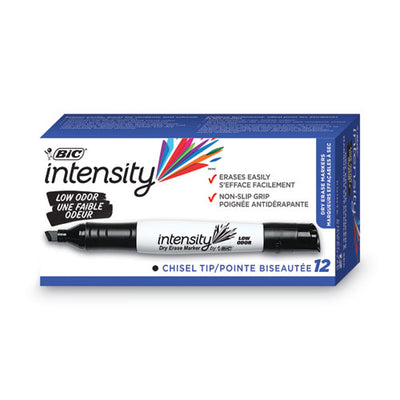 Intensity Low Odor Chisel Tip Dry Erase Marker, Broad Chisel Tip, Black, Dozen