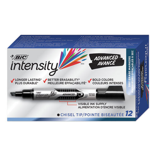 Intensity Advanced Dry Erase Marker, Tank-style, Broad Chisel Tip, Assorted Colors, 24/pack