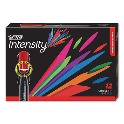 Intensity Chisel Tip Permanent Marker, Broad Chisel Tip, Assorted Colors, Dozen