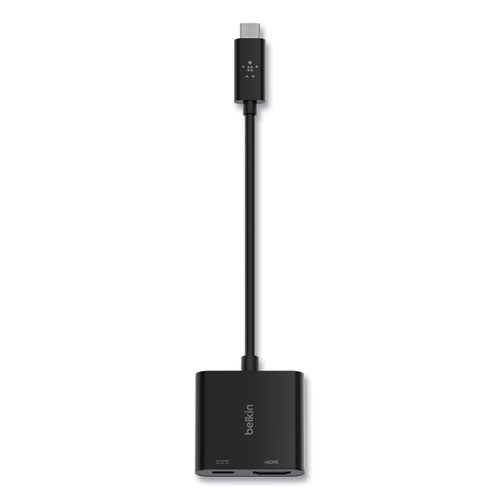 Usb-c To Hdmi + Charge Adapter, Hdmi/usb-c(f)/usb-c(m), 2.53", Black