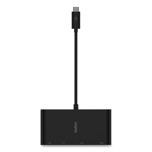 Usb-c Multimedia Adapter, Hdmi/ethernet/usb-a/usb-c/vga, 4.33", Black