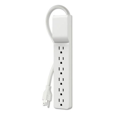 Home/office Surge Protector With Rotating Plug, 6 Ac Outlets, 6 Ft Cord, 720 J, White