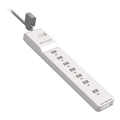 Home/office Surge Protector, 7 Ac Outlets, 6 Ft Cord, 2,320 J, White