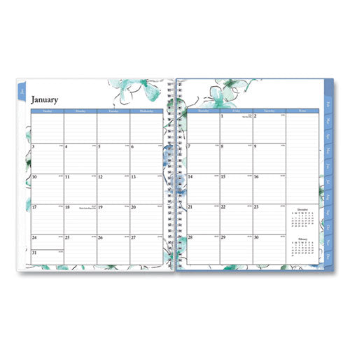 Lindley Weekly/monthly Planner, Lindley Floral Artwork, 11 X 8.5, White/blue/green Cover, 12-month (jan To Dec): 2023