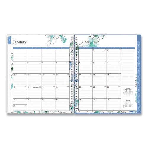 Lindley Monthly Planner, Lindley Floral Artwork, 10 X 8, White/blue/green Cover, 12-month (jan To Dec): 2023