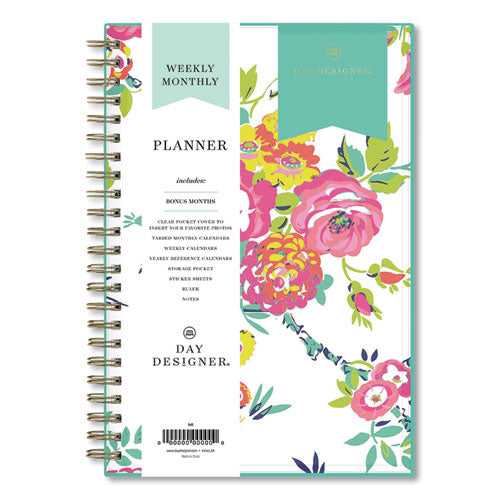 Day Designer Peyton Create-your-own Cover Weekly/monthly Planner, Floral Artwork, 8 X 5, White, 12-month (jan-dec): 2023