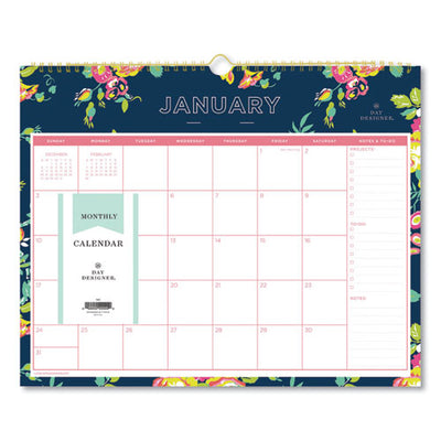 Day Designer Peyton Wall Calendar, Peyton Floral Artwork, 15 X 12, White/navy Sheets, 12-month (jan To Dec): 2023