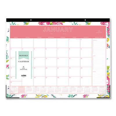 Day Designer Peyton Desk Pad Calendar, Floral Artwork, 22 X 17, Black Binding, Clear Corners, 12-month (jan-dec): 2023