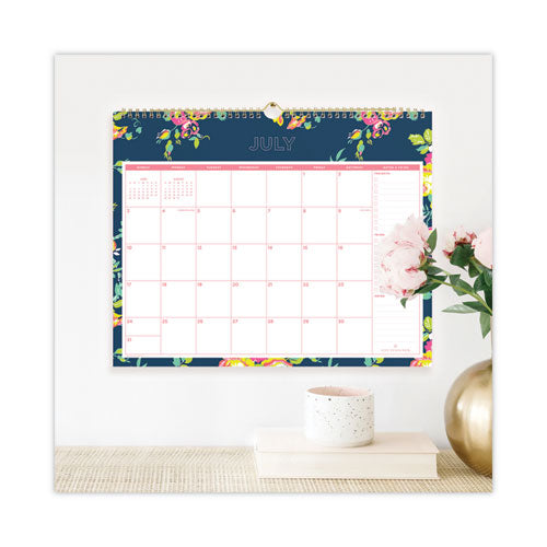 Day Designer Peyton Academic Wall Calendar, Floral Artwork, 15 X 12, White/navy Sheets, 12-month (july-june): 2022-2023