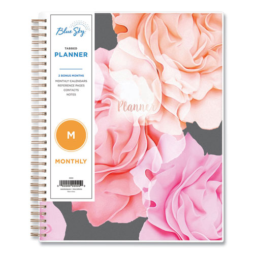 Joselyn Monthly Wirebound Planner, Joselyn Floral Artwork, 10 X 8, Pink/peach/black Cover, 12-month (jan To Dec): 2023