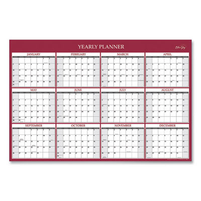 Classic Red Laminated Erasable Wall Calendar, Classic Red Artwork, 36 X 24, White/red/gray Sheets, 12-month (jan-dec): 2023