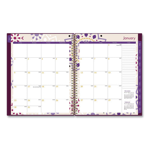 Gili Weekly/monthly Planner, Gili Jewel Tone Artwork, 11 X 8.5, Plum Cover, 12-month (jan To Dec): 2023