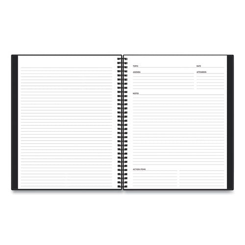 Aligned Business Notebook, 1 Subject, Meeting Notes Format, Narrow Rule, Black Cover, 11 X 8.5, 78 Sheets