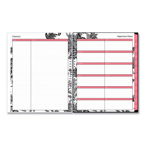 Analeis Create-your-own Cover Weekly/monthly Planner, Floral, 11 X 8.5, White/black/coral, 12-month (july-june): 2022-2023