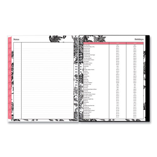 Analeis Create-your-own Cover Weekly/monthly Planner, Floral, 11 X 8.5, White/black/coral, 12-month (july-june): 2022-2023