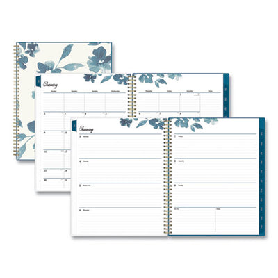 Bakah Blue Weekly/monthly Planner, Bakah Blue Floral Artwork, 11 X 8.5, Blue/white Cover, 12-month (jan To Dec): 2023