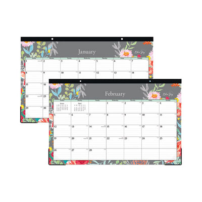 Sophie Desk Pad, Sophie Floral Artwork,17 X 11, Multicolor Sheets,black Binding, Clear Corners,12-month (jan-dec): 2023