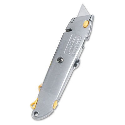 Quick-change Utility Knife With Retractable Blade And Twine Cutter, 6" Metal Handle, Gray