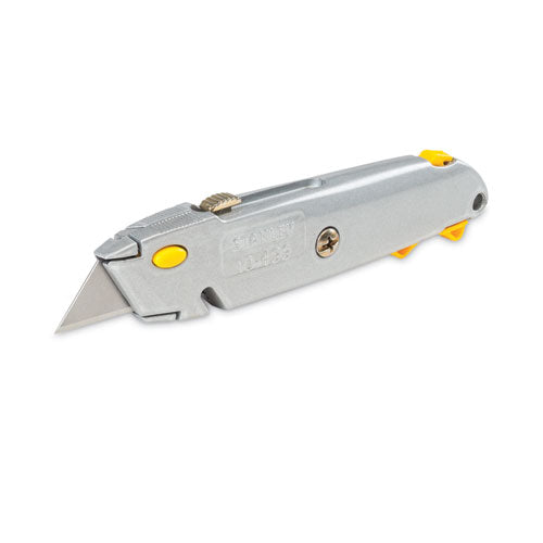 Quick-change Utility Knife With Retractable Blade And Twine Cutter, 6" Metal Handle, Gray