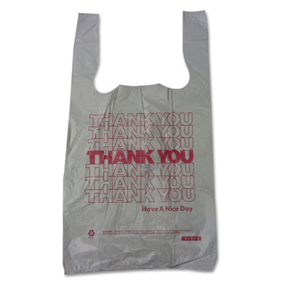 Plastic Thank-you T-sack, 2 Mil, 4" X 15", White, 2,000/carton