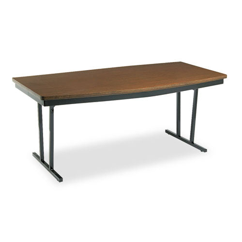 Economy Conference Folding Table, Boat, 96w X 36d X 30h, Walnut/black