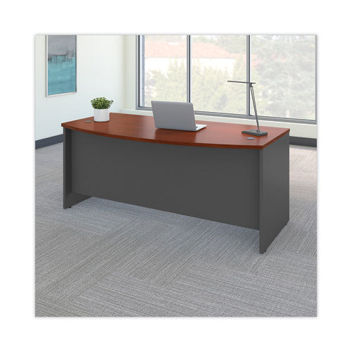 Series C Collection Bow Front Desk, 71.13" X 36.13" X 29.88", Hansen Cherry/graphite Gray