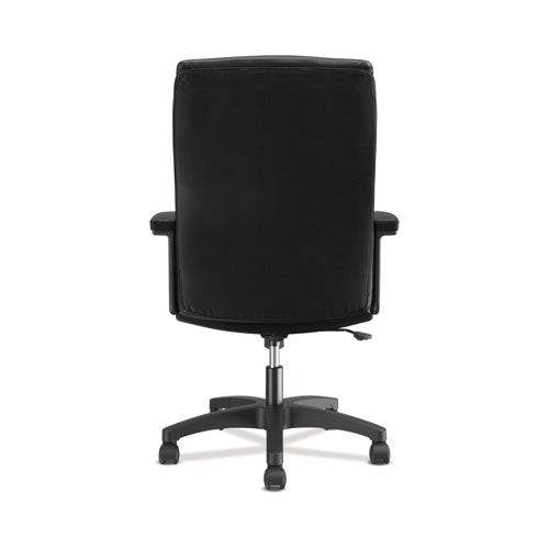 Hvl151 Executive High-back Leather Chair, Supports Up To 250 Lb, 17.75" To 21.5" Seat Height, Black
