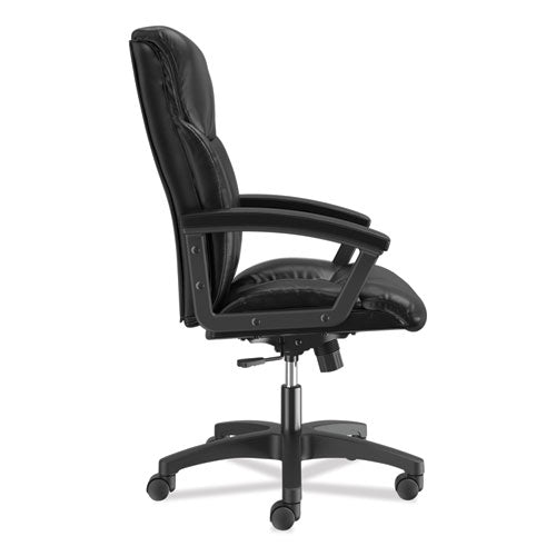 Hvl151 Executive High-back Leather Chair, Supports Up To 250 Lb, 17.75" To 21.5" Seat Height, Black