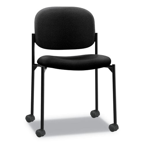 Vl606 Stacking Guest Chair Without Arms, Fabric Upholstery, 21.25" X 21" X 32.75", Charcoal Seat, Charcoal Back, Black Base