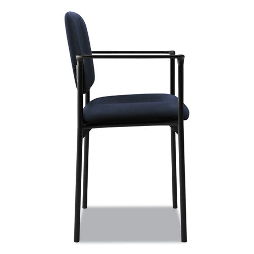 Vl616 Stacking Guest Chair With Arms, Fabric Upholstery, 23.25" X 21" X 32.75", Navy Seat, Navy Back, Black Base