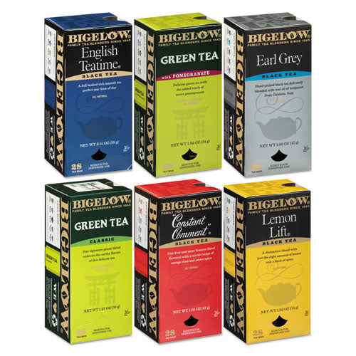 Assorted Tea Packs, Six Flavors, 28/box, 168/carton
