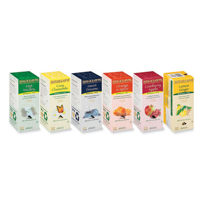 Assorted Tea Packs, Six Flavors, 28/box, 168/carton