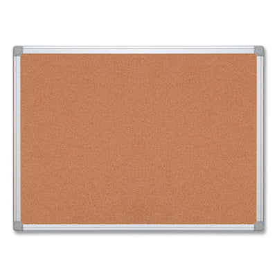 Earth Cork Board, 72 X 48, Natural Surface, Silver Aluminum Frame