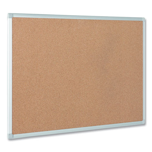 Earth Cork Board, 72 X 48, Natural Surface, Silver Aluminum Frame