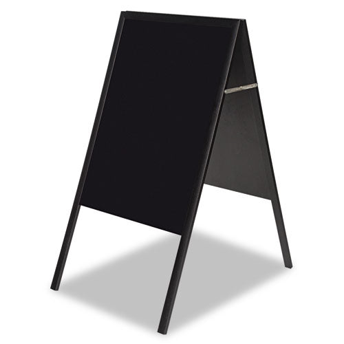 Magnetic Wet Erase Board, 25 X 35, 45" Tall, Black Surface, Black Wood Frame