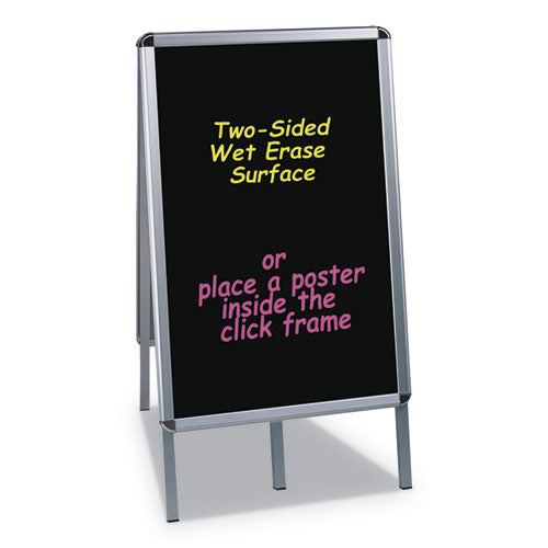 Wet Erase Board, Double Sided, 23 X 33, 42" Tall, Black Surface, Silver Aluminum Frame